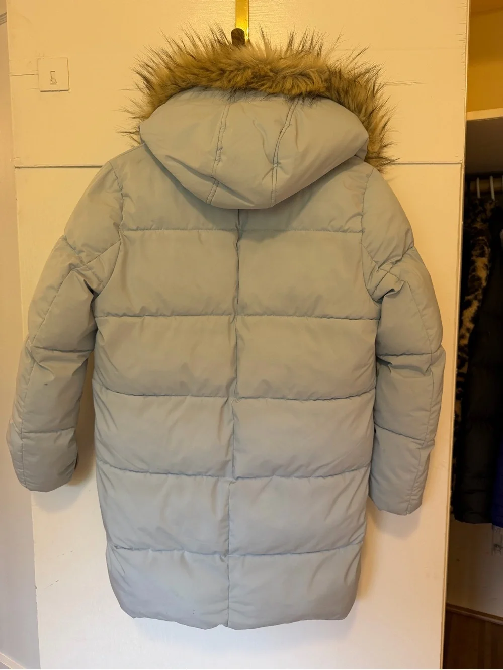Sam Edelman Light Blue Faux Fur-Trim Puffer Coat - Winter Jacket Girls XL